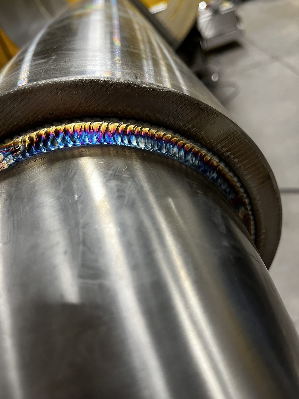 Full-penetration weld on a stainless reducer